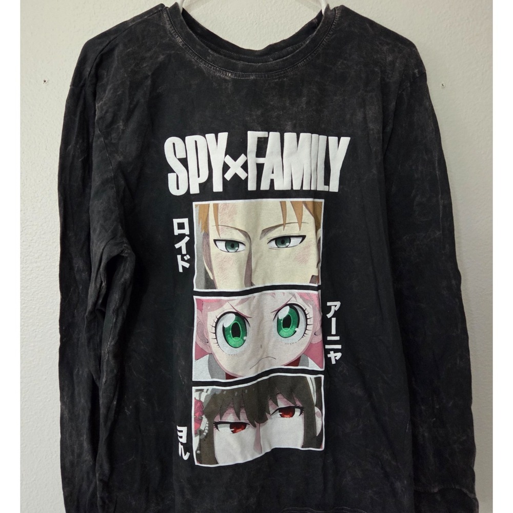 Spy X Family Grid Long Sleeve Unisex Grunge Lone Sleeve Tee Black XL NEW Graphic